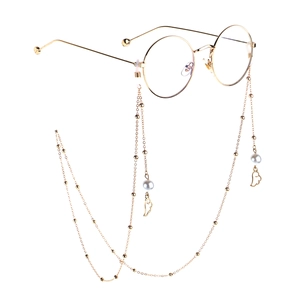 Chaîne De Lunettes En Alliage Doré Avec Künstliche Perles De Culture Et Pendentif Ailes D'ange Porte-lunettes Élégant Pour Femmes