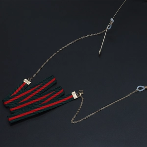 Glasses Chain Alloy Metal Ribbon Contrast Stripe Eyewear Lanyard Non Slip Strap For Sunglasses Decorative Neck Cord