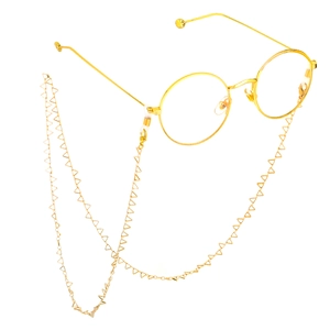 Minimalistische goldene Rundbrille mit geometrischer Dreieck-Metallkette Zubehör