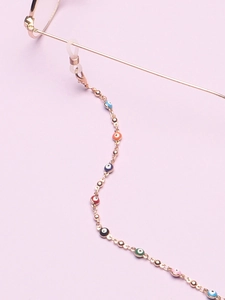 Rose gold glasses chain with colorful evil eye beads and anti-slip silicone connectors