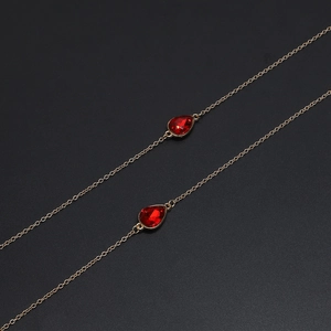 Elegante Vergoldete Kupfer Brillenkette Rutschfeste Brillenkordel Mit Teardrop Kristall Anhänger Für Damen Mode