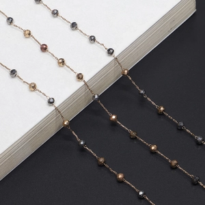 Fashion Glasses Chain Metal Necklace With Multicolored Faceted Beads Non Slip Eyewear Lanyard Strap Holder For Women