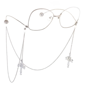 Catenella Per Occhiali In Metallo Antiscivolo Con Ciondolo A Croce E Perla Artificial Sintetica Cordino Decorativo