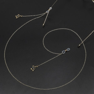 Golden metal glasses chain with anti-slip silicone loops and crab shaped pendants