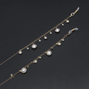Catena Per Occhiali In Lega Dorata Alla Moda Con Künstliche Perle Sintetiche E Strass Cordino Per Occhiali Antiscivolo Per Donna