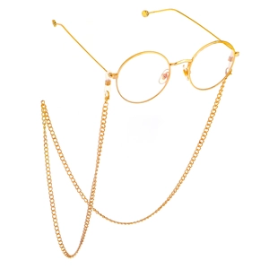 Metal Glasses Chain Retro Anti-Slip Eyeglass Lanyard Simple Chunky Link Holder Adjustable Rubber Loops Neck Strap
