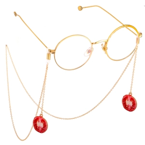 Glasses Chain Anti-Slip Golden Copper Metal With Red Tomato Slice Pendant For Sunglasses Eyewear Fashion Accessory