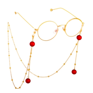 Anti Slip Glasses Chain Metal With Matte Red Beads Eyewear Lanyard For Sunglasses Reading Glasses Vintage Style