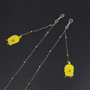 Cartoon Yellow Duck Enamel Pendant Glasses Chain Metal Bead Anti-Slip Strap Lanyard For Sunglasses Reading Eyewear Women