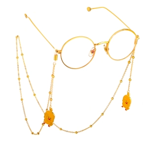 Fashionable gold chain eyewear holder with cute yellow duck charms and small beads