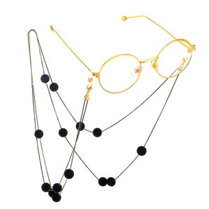 Fashionable Black Metal Snake Chain Glasses Chain With Frosted Beads Double Layer Anti Slip Eyewear Retainer For Women Men