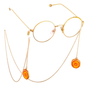 Anti-slip Glasses Chain Copper Metal Gold Fashion Eyeglass Lanyard With Orange Slice Pendant For Women Novelty