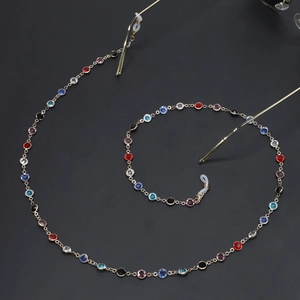 Chaîne de lunettes colorée plaquée or avec boucles en silicone réglables