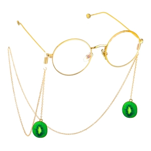 Chaîne De Lunettes Antidérapante Cordon De Lunettes En Métal Couleur Or Avec Pendentif Kiwi Pour Femmes