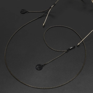 Fashionable black and gold eyewear chain with life tree charms for sunglasses and glasses