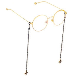 Fashion Glasses Chain Non-Slip Metal Eyeglass Strap With Black Four-Leaf Clover Pendant Anti-Lost Holder For Women