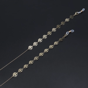 Golden Tree of Life eyeglass chain with lobster clasps and silicone non-slip loops