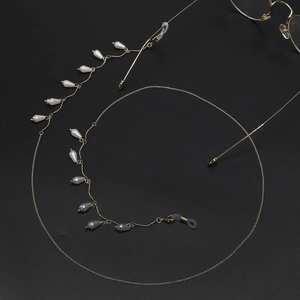 Fashion Gold Metal Glasses Chain With Water Drop Imitation Artificial Pearl Anti Slip Eyewear Strap For Sunglasses Reading Glasses