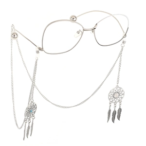 Chaîne De Lunettes Anti Glisse Cordon Lunettes De Soleil Alliage Métallique Attrape Rêve Plume Gland Style Bohême Ethnique