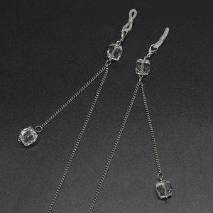 Chaîne De Lunettes En Alliage Métallique Avec Perles De Cristal Transparentes Cordon De Cou Antidérapant Pour Lunettes