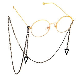 Black Metal Glasses Chain With Triangle Pendant Anti-Slip Eyewear Strap Holder For Sunglasses Neck Cord For Women Men