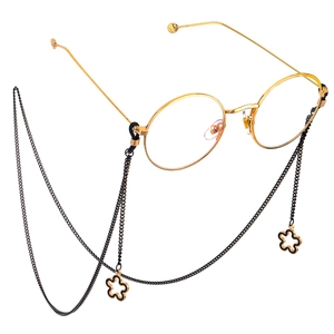 Glasses Chain Metal Anti-Slip Eyewear Lanyard Holder Black Flower Pendant Fashion For Sunglasses Reading Glasses