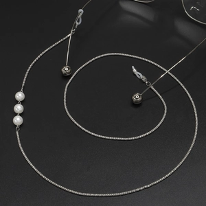 Retro Minimalist Alloy Metal Glasses Chain With White Artificial Pearls Anti-lost Eyewear Lanyard Holder Strap For Women Eyeglasses