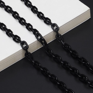 Minimalist black resin acrylic eyeglass chain with glossy oval links and a retro design