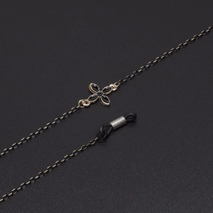 Copper Metal Glasses Chain Enamel Clover Flower Pendant Non-slip Silicone Loops Sunglasses Strap Neck Cord Eyewear Holder Fashion