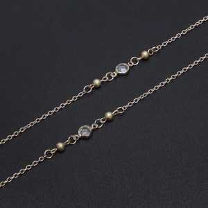 Glasses Chain Anti-Slip Eyewear Holder Strap Copper Metal With Glass Beads Crystal Decor Elegant Gold Plated Neck Strap