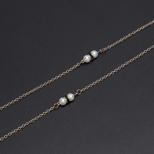 Anti-Slip Metal Glasses Chain With Faux Artificial Pearl Rhinestone Gold Plated Eyewear Holder Strap Neck Cord For Women Jewelry Accessory