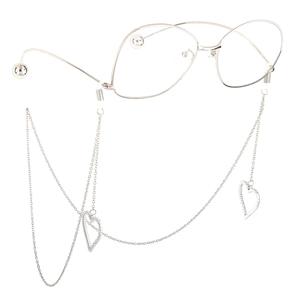 Lunettes dorées tendance avec chaîne élégante ornée d'un pendentif en forme de cœur brillant
