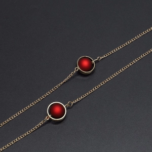 Glasses Chain Metal Gold Plated Red Frosted Beads Anti Slip Strap For Reading Sunglasses Fashion Eyewear Accessory Women