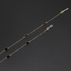 Glasses Chain Copper Metal Enamel Clover Pendants Anti Slip Eyeglass Lanyard Strap Decorative Accessory For Women
