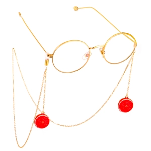 Non-Slip Glasses Chain Copper Metal Sunglasses Strap Red Grapefruit Fruit Pendant Decorative Lanyard Women Accessory