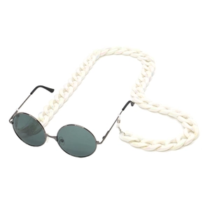Catena per occhiali spessa in acrilico bianco iridescente con anelli in silicone