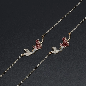 Mermaid Enamel Pendant Glasses Chain Alloy Metal Anti Slip Eyewear Holder Elegant Handmade Strap For Women