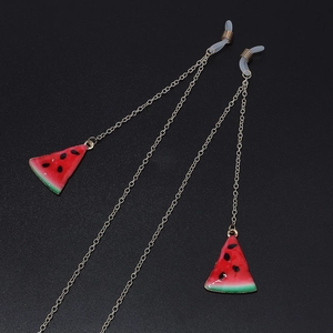Chaîne De Lunettes Anti Glissement Pendentif Pastèque Métal Doré Cuivre Cordon De Lunettes Accessoire D Été