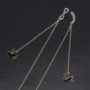 Glasses Chain Copper Metal Non Slip Strap Elegant Black Swan Pendant Eyewear Holder For Sunglasses