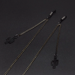Glasses Chain With Metal Cactus Pendant Minimalist Eyeglass Strap Anti-Slip Holder Boho Jewelry Cord