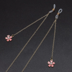 Chaîne De Lunettes Fleur De Sakura Cordon Métallique En Cuivre Antidérapant Émail Rose Künstliche Perle Pour Femmes