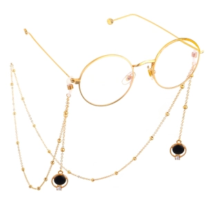 Retro Golden Metal Glasses Chain Bead Decorative Anti Slip Eyewear Strap Rhinestone Pendant Fashion Accessories