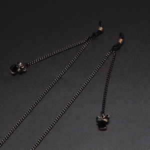 Fashion Metal Anti-Slip Glasses Chain With Crystal Bow Pendant Black Polka Dot Eyewear Strap For Sunglasses Reading Glasses Women Jewelry Accessory