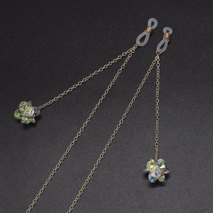 High Grade Zirconia Anti-slip Handmade Glasses Chain Metal Iridescent Flower Pendant Eyewear Lanyard Strap For Women Accessories