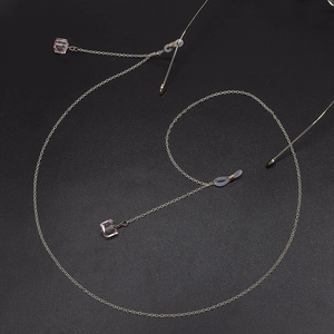 Fashion Gold Metal Glasses Chain With Pink Crystal Cube Pendant Decorative Anti-Slip Eyeglass Holder Strap