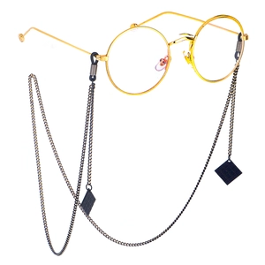 Minimalist Metal Eyewear Chain With Checkerboard Square Pendant Anti-slip Silicone Loop Glasses Strap Lanyard For Women
