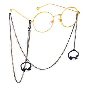 Chaîne Lunettes De Soleil Métal Noir Mode Sangle Cou Künstliche Perle Artificielle Anneau Panier Fleur Boucle Silicone Antidérapante