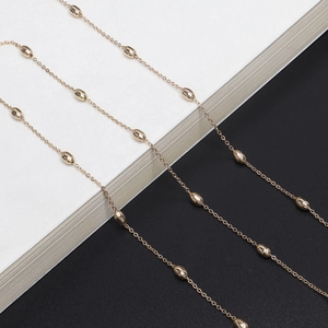 Fashion Glasses Chain Gold Metal Beaded Eyewear Strap For Sunglasses Anti-Slip Decorative Neck Cord Women
