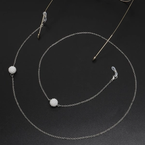 Anti Slip Metal Glasses Chain Fashion Eyewear Strap Neck Cord With Beaded Artificial Pearl Ball Decorative Pendant