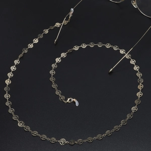 Chaîne à lunettes dorée faite main en cuivre avec pendentifs arbre de vie sur noir